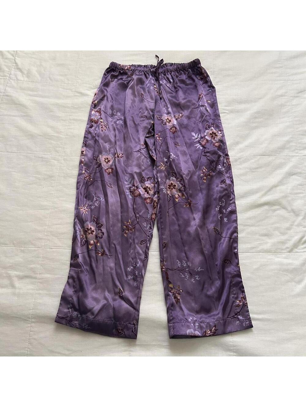 Gillian O’Malley Purple Floral Satin Pajama Pants Size M